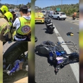 רוכב אופנוע חולץ על ידי כוחות כב"ה, בעקבות תאונה, סמוך ל'חמד'